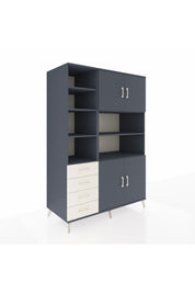 Kronos Dolap 9 Raflı 4 Çekmeceli 4 Kapaklı 132x59x195 Antrasit-Antrasit/Aytaşı