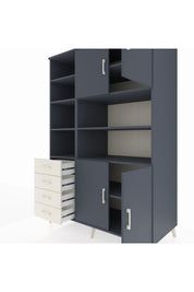 Kronos Dolap 9 Raflı 4 Çekmeceli 4 Kapaklı 132x59x195 Antrasit-Antrasit/Aytaşı