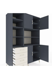 Kronos Dolap 9 Raflı 4 Çekmeceli 4 Kapaklı 132x59x195 Antrasit-Antrasit/Aytaşı