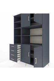 Kronos Dolap 9 Raflı 4 Çekmeceli 4 Kapaklı 132x59x195 Antrasit-Antrasit/Antrasit