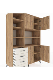 Kronos Dolap 9 Raflı 4 Çekmeceli 4 Kapaklı 132x59x195 Çam-Çam/Aytaşı