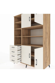 Kronos Dolap 9 Raflı 4 Çekmeceli 4 Kapaklı 132x59x195 Çam-Aytaşı/Aytaşı