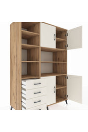 Kronos Dolap 9 Raflı 4 Çekmeceli 4 Kapaklı 132x59x195 Çam-Aytaşı/Aytaşı