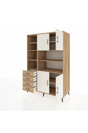 Kronos Dolap 9 Raflı 4 Çekmeceli 4 Kapaklı 132x59x195 Çam-Aytaşı/Çam