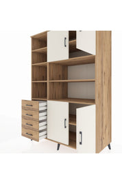 Kronos Dolap 9 Raflı 4 Çekmeceli 4 Kapaklı 132x59x195 Çam-Aytaşı/Çam