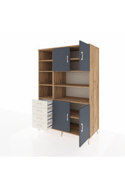 Kronos Dolap 9 Raflı 4 Çekmeceli 4 Kapaklı 132x59x195 Çam-Antrasit/Aytaşı