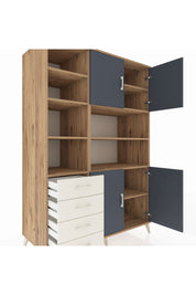 Kronos Dolap 9 Raflı 4 Çekmeceli 4 Kapaklı 132x59x195 Çam-Antrasit/Aytaşı