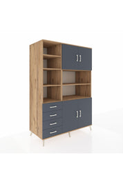 Kronos Dolap 9 Raflı 4 Çekmeceli 4 Kapaklı 132x59x195 Çam-Antrasit/Antrasit