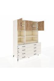 Kronos Dolap 8 Raflı 8 Çekmeceli 3 Kapaklı 132x59x195 Aytaşı-Çam/Aytaşı