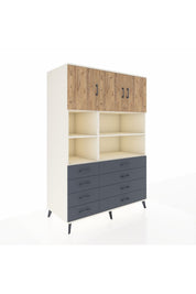 Kronos Dolap 8 Raflı 8 Çekmeceli 3 Kapaklı 132x59x195 Aytaşı-Çam/Antrasit