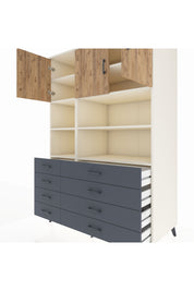 Kronos Dolap 8 Raflı 8 Çekmeceli 3 Kapaklı 132x59x195 Aytaşı-Çam/Antrasit