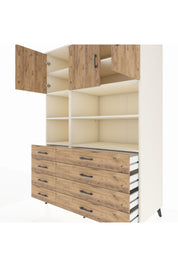Kronos Dolap 8 Raflı 8 Çekmeceli 3 Kapaklı 132x59x195 Aytaşı-Çam/Çam