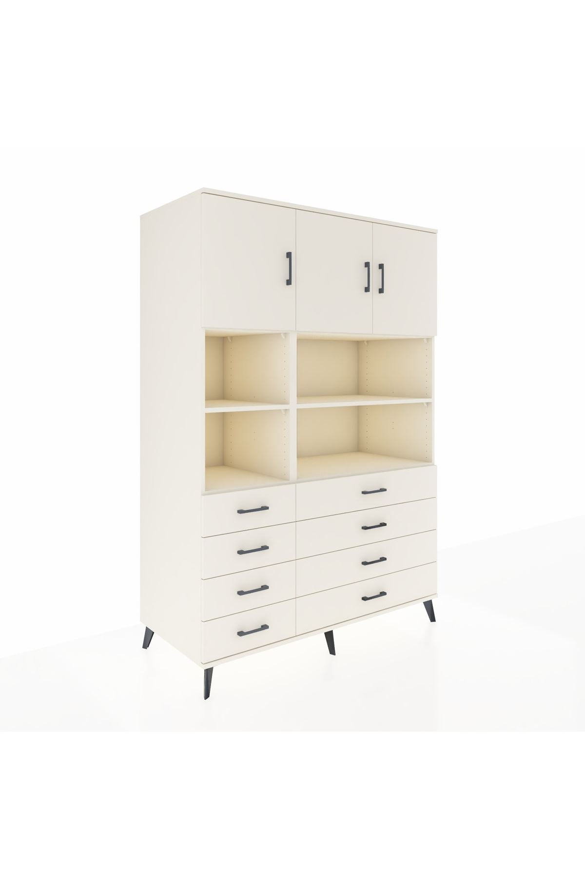 Kronos Dolap 8 Raflı 8 Çekmeceli 3 Kapaklı 132x59x195 Aytaşı-Aytaşı/Aytaşı