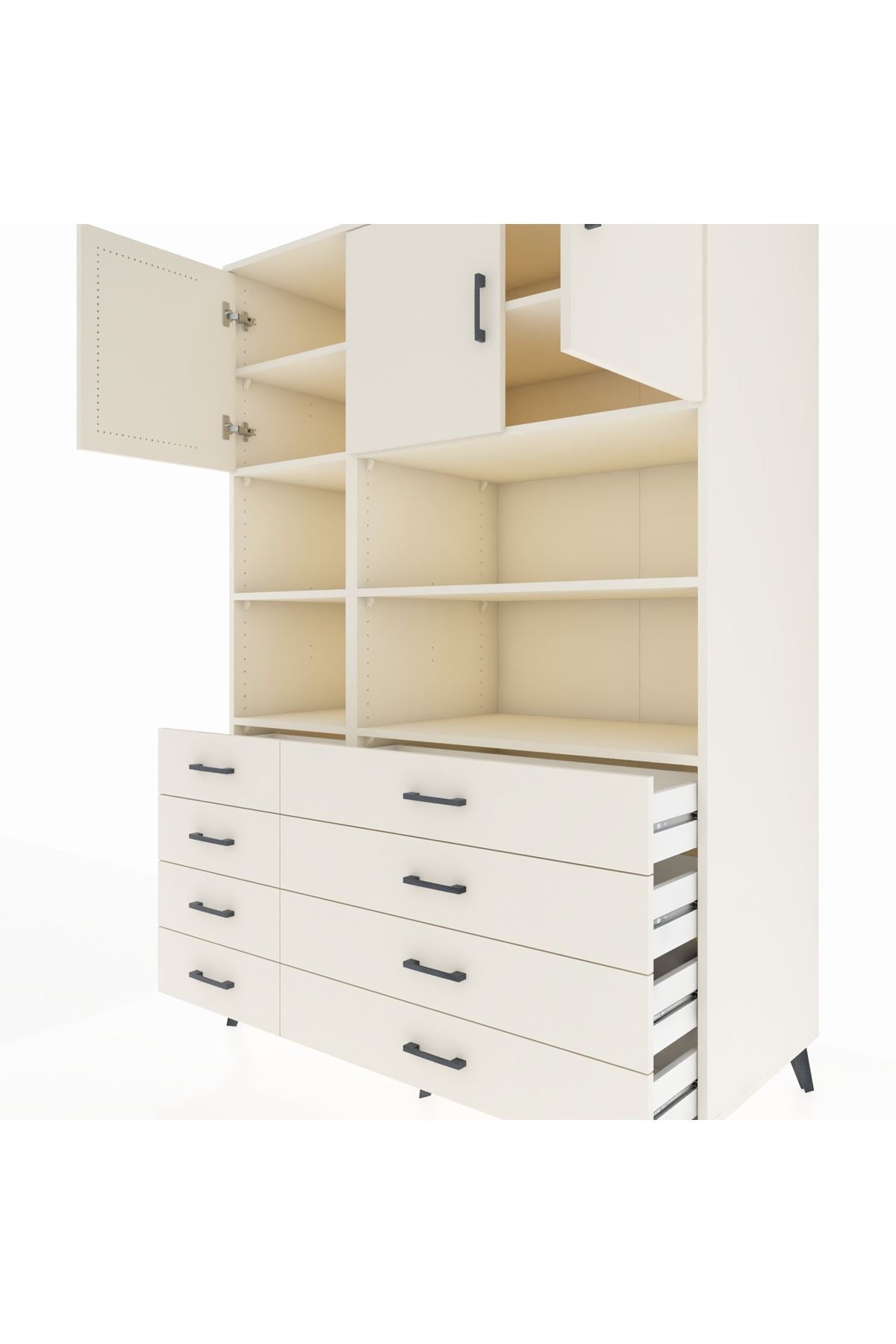 Kronos Dolap 8 Raflı 8 Çekmeceli 3 Kapaklı 132x59x195 Aytaşı-Aytaşı/Aytaşı