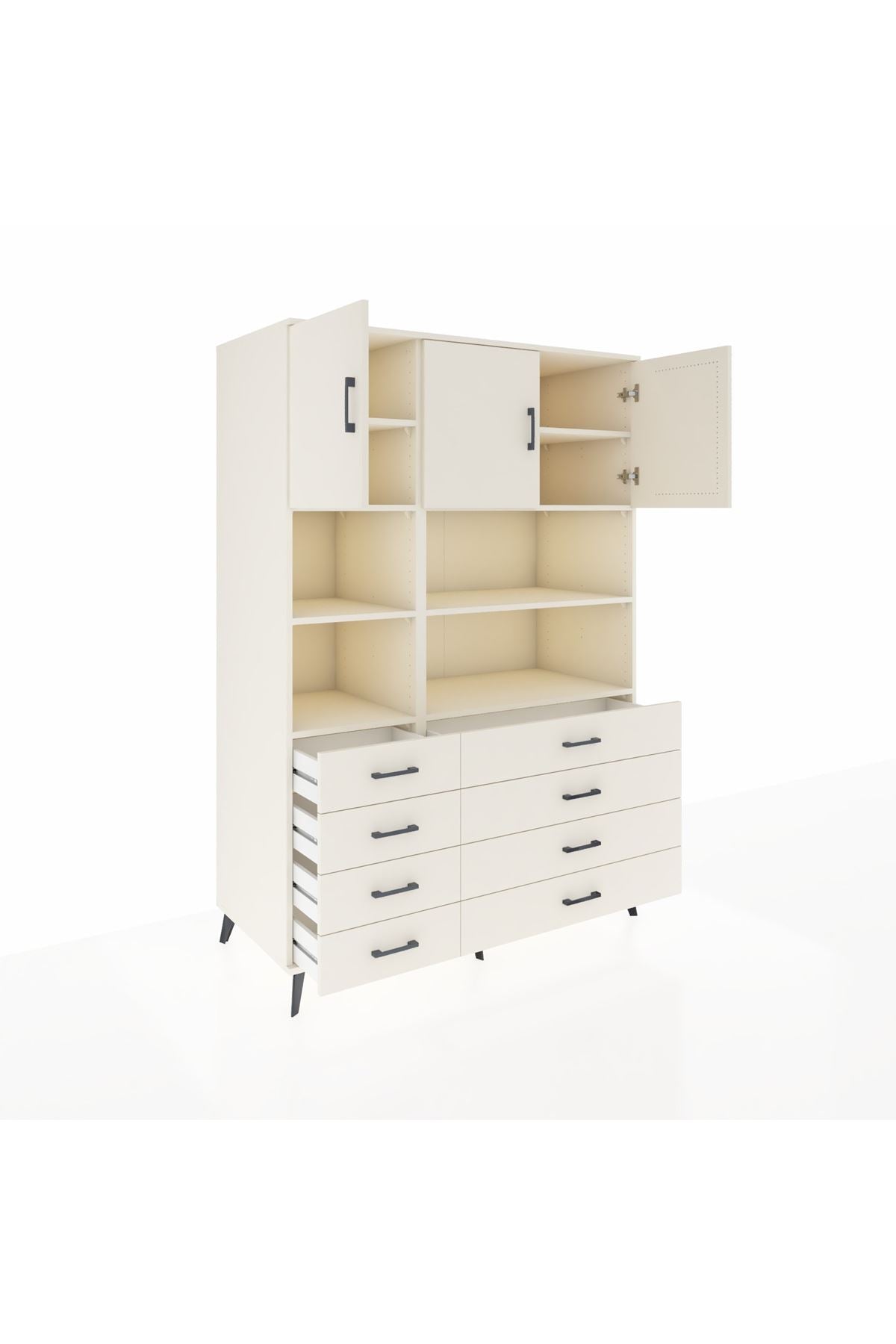 Kronos Dolap 8 Raflı 8 Çekmeceli 3 Kapaklı 132x59x195 Aytaşı-Aytaşı/Aytaşı