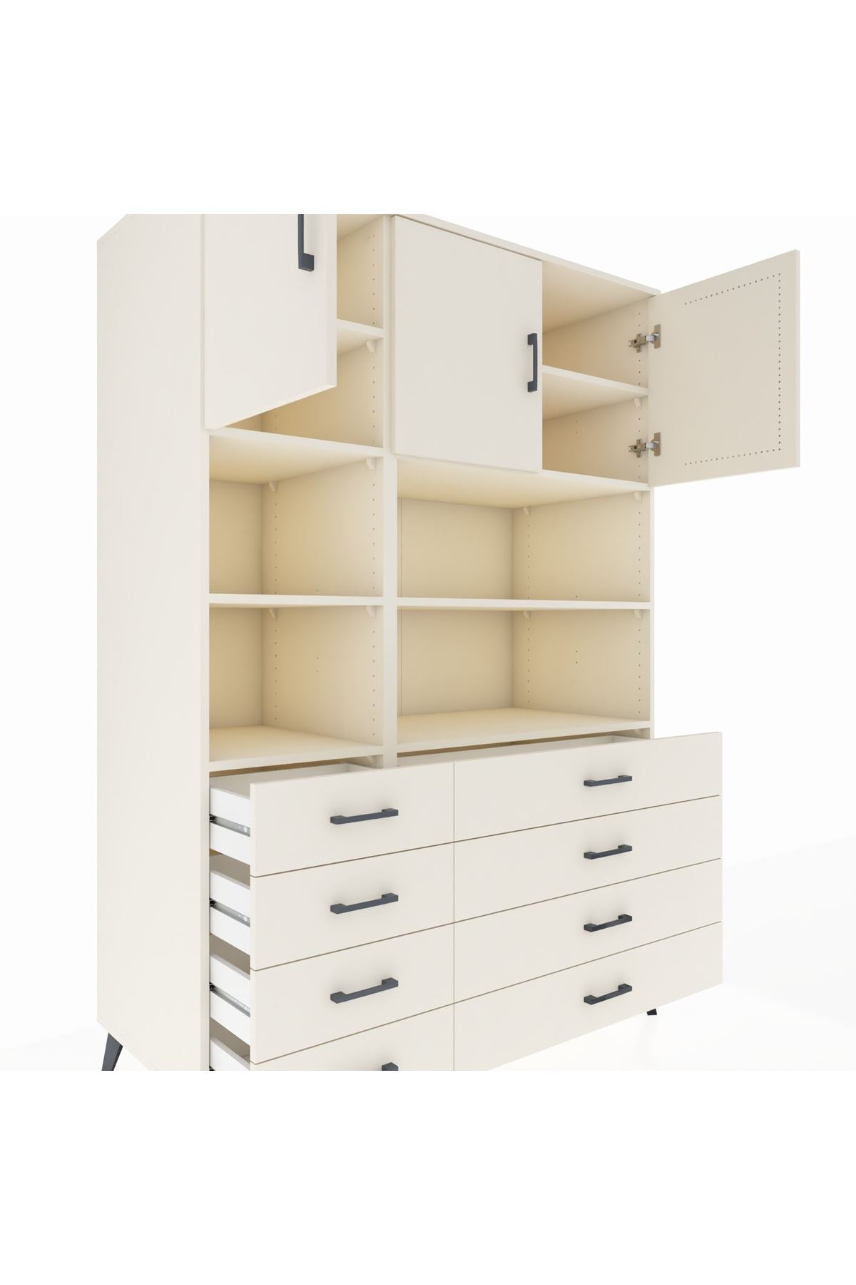 Kronos Dolap 8 Raflı 8 Çekmeceli 3 Kapaklı 132x59x195 Aytaşı-Aytaşı/Aytaşı