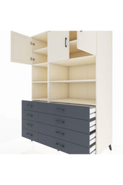 Kronos Dolap 8 Raflı 8 Çekmeceli 3 Kapaklı 132x59x195 Aytaşı-Aytaşı/Antrasit