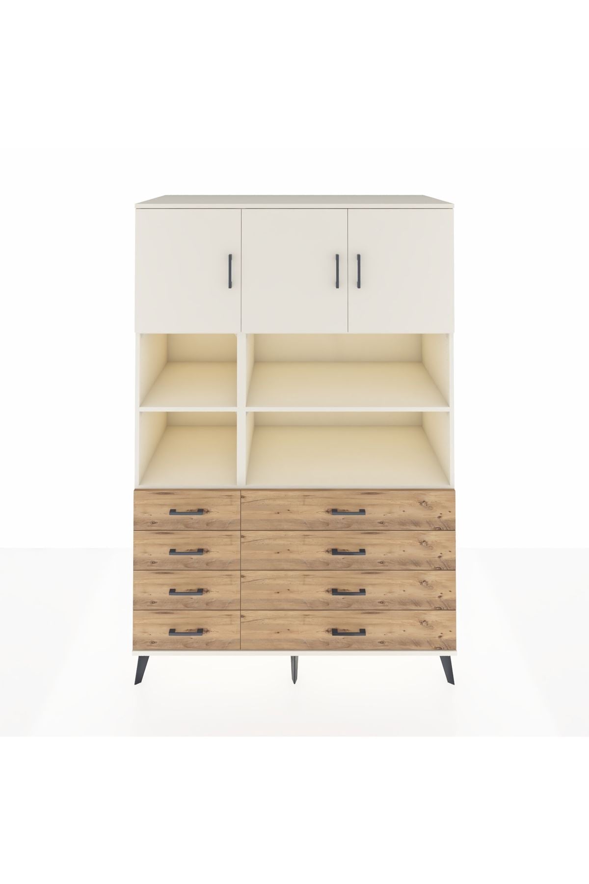 Kronos Dolap 8 Raflı 8 Çekmeceli 3 Kapaklı 132x59x195 Aytaşı-Aytaşı/Çam