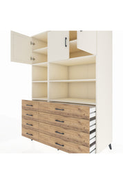Kronos Dolap 8 Raflı 8 Çekmeceli 3 Kapaklı 132x59x195 Aytaşı-Aytaşı/Çam