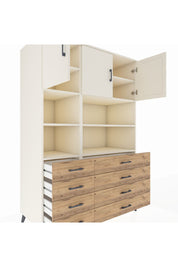 Kronos Dolap 8 Raflı 8 Çekmeceli 3 Kapaklı 132x59x195 Aytaşı-Aytaşı/Çam