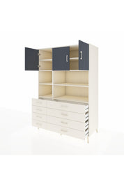 Kronos Dolap 8 Raflı 8 Çekmeceli 3 Kapaklı 132x59x195 Aytaşı-Antrasit/Aytaşı