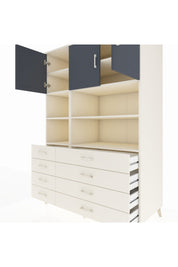 Kronos Dolap 8 Raflı 8 Çekmeceli 3 Kapaklı 132x59x195 Aytaşı-Antrasit/Aytaşı