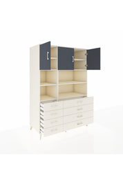 Kronos Dolap 8 Raflı 8 Çekmeceli 3 Kapaklı 132x59x195 Aytaşı-Antrasit/Aytaşı