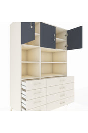 Kronos Dolap 8 Raflı 8 Çekmeceli 3 Kapaklı 132x59x195 Aytaşı-Antrasit/Aytaşı