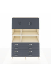 Kronos Dolap 8 Raflı 8 Çekmeceli 3 Kapaklı 132x59x195 Aytaşı-Antrasit/Antrasit