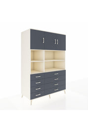 Kronos Dolap 8 Raflı 8 Çekmeceli 3 Kapaklı 132x59x195 Aytaşı-Antrasit/Antrasit