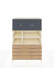 Kronos Dolap 8 Raflı 8 Çekmeceli 3 Kapaklı 132x59x195 Aytaşı-Antrasit/Çam