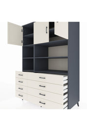 Kronos Dolap 8 Raflı 8 Çekmeceli 3 Kapaklı 132x59x195 Antrasit-Aytaşı/Aytaşı