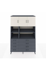 Kronos Dolap 8 Raflı 8 Çekmeceli 3 Kapaklı 132x59x195 Antrasit-Aytaşı/Antrasit