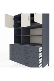 Kronos Dolap 8 Raflı 8 Çekmeceli 3 Kapaklı 132x59x195 Antrasit-Aytaşı/Antrasit