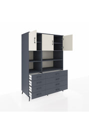 Kronos Dolap 8 Raflı 8 Çekmeceli 3 Kapaklı 132x59x195 Antrasit-Aytaşı/Antrasit