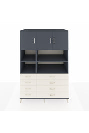 Kronos Dolap 8 Raflı 8 Çekmeceli 3 Kapaklı 132x59x195 Antrasit-Antrasit/Aytaşı