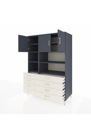 Kronos Dolap 8 Raflı 8 Çekmeceli 3 Kapaklı 132x59x195 Antrasit-Antrasit/Aytaşı