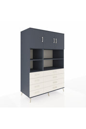 Kronos Dolap 8 Raflı 8 Çekmeceli 3 Kapaklı 132x59x195 Antrasit-Antrasit/Aytaşı