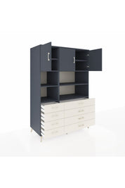 Kronos Dolap 8 Raflı 8 Çekmeceli 3 Kapaklı 132x59x195 Antrasit-Antrasit/Aytaşı