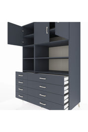 Kronos Dolap 8 Raflı 8 Çekmeceli 3 Kapaklı 132x59x195 Antrasit-Antrasit/Antrasit