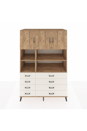 Kronos Dolap 8 Raflı 8 Çekmeceli 3 Kapaklı 132x59x195 Çam-Çam/Aytaşı