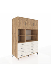 Kronos Dolap 8 Raflı 8 Çekmeceli 3 Kapaklı 132x59x195 Çam-Çam/Aytaşı