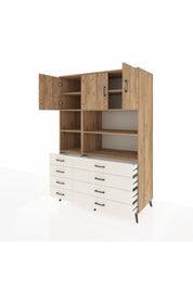 Kronos Dolap 8 Raflı 8 Çekmeceli 3 Kapaklı 132x59x195 Çam-Çam/Aytaşı
