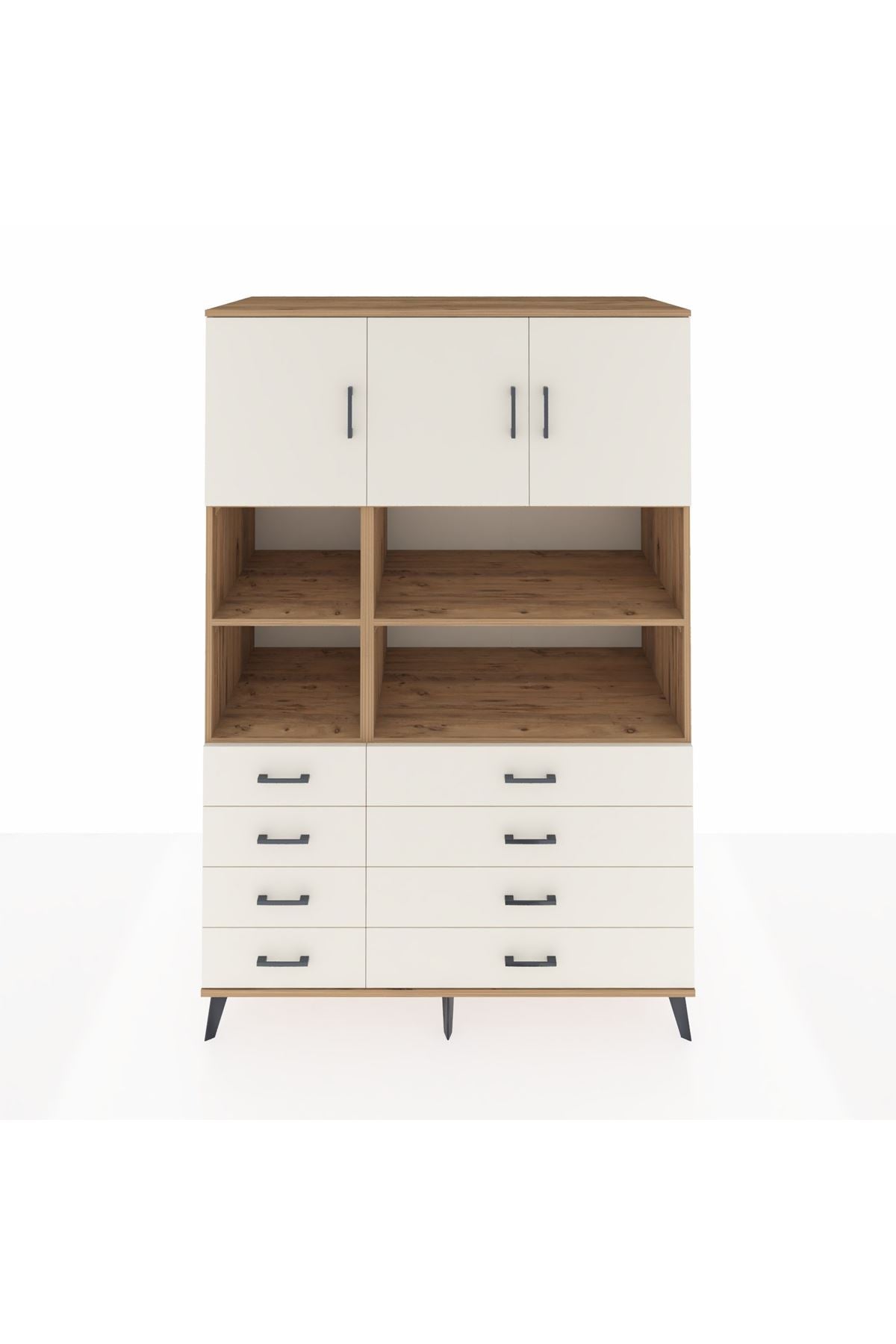 Kronos Dolap 8 Raflı 8 Çekmeceli 3 Kapaklı 132x59x195 Çam-Aytaşı/Aytaşı