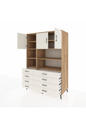 Kronos Dolap 8 Raflı 8 Çekmeceli 3 Kapaklı 132x59x195 Çam-Aytaşı/Aytaşı