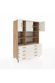 Kronos Dolap 8 Raflı 8 Çekmeceli 3 Kapaklı 132x59x195 Çam-Aytaşı/Aytaşı