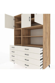 Kronos Dolap 8 Raflı 8 Çekmeceli 3 Kapaklı 132x59x195 Çam-Aytaşı/Aytaşı