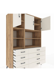 Kronos Dolap 8 Raflı 8 Çekmeceli 3 Kapaklı 132x59x195 Çam-Aytaşı/Aytaşı