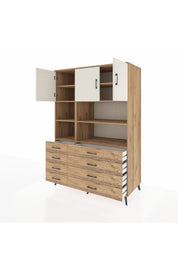Kronos Dolap 8 Raflı 8 Çekmeceli 3 Kapaklı 132x59x195 Çam-Aytaşı/Çam