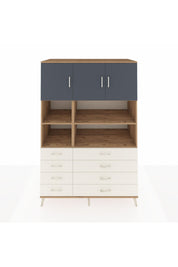 Kronos Dolap 8 Raflı 8 Çekmeceli 3 Kapaklı 132x59x195 Çam-Antrasit/Aytaşı